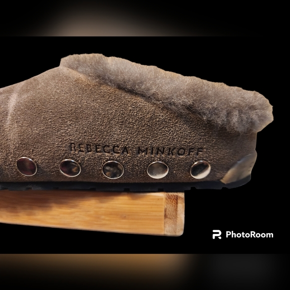 Rebecca Minkoff X Emu Australia Monch Mules Sheepskin Suede Cork Designer Grey 6 - Picture 3 of 7